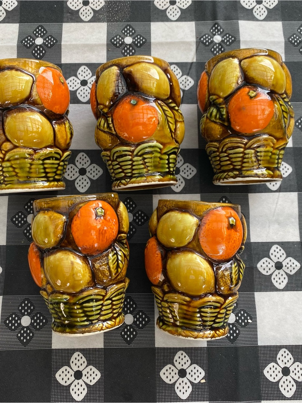 Vintage Orange Spice ceramic juice glasses set of 5